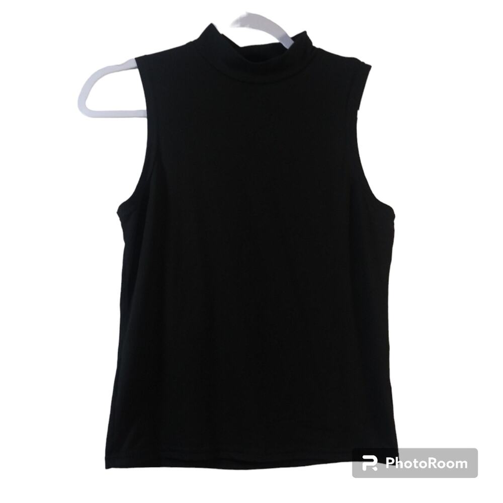 Olivia Rae Black Simple Mock Neck Sleeveless Top Size M